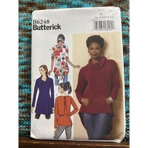 Butterick Sewing pattern 6248 pullover tunic cowl collar size 16 18 20 22 24